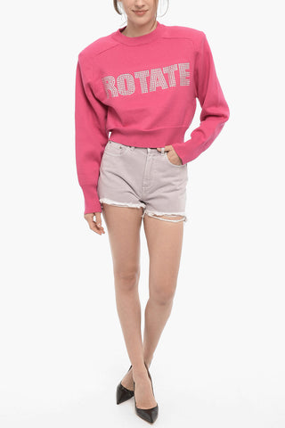Cropped FIRM Sweater with Rhinestone Logo