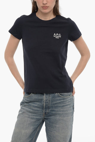 Solid Color DENISE Crew-neck T-Shirt with Embroidered Logo
