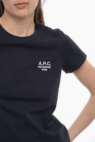 Solid Color DENISE Crew-neck T-Shirt with Embroidered Logo