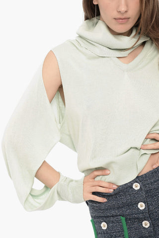 Silk Top with Cut-Out Detail and Removable Collar