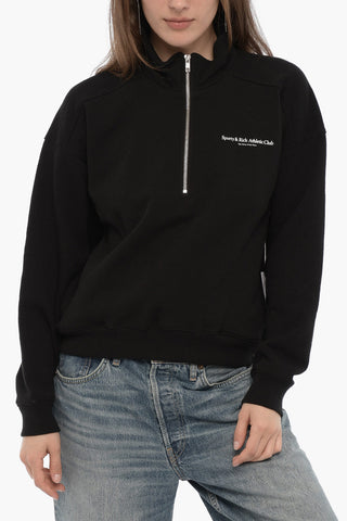 Zipped Closure Cotton Sweatshirt