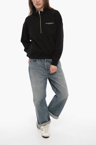 Zipped Closure Cotton Sweatshirt
