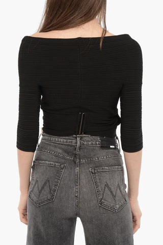 Wrap Cropped Ribbed Top