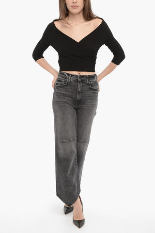 Wrap Cropped Ribbed Top
