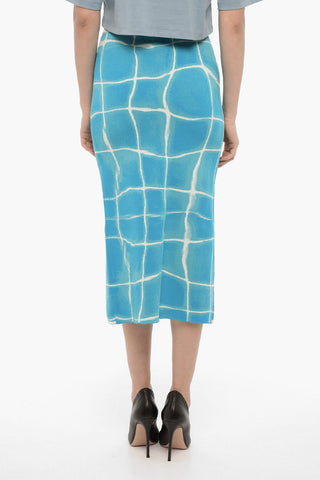 Pencil Skirt with Front Slit and Elasticated Waist