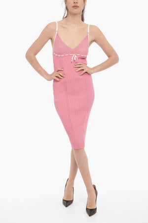 Vestito Attillato NAOMI in Maglia a Costine con Nastro in Velour