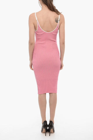 Vestito Attillato NAOMI in Maglia a Costine con Nastro in Velour