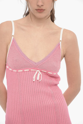 Vestito Attillato NAOMI in Maglia a Costine con Nastro in Velour