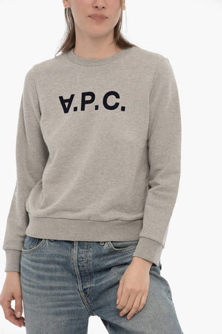 Solid Color VIVA Crew-neck Sweatshirt with Contrasting Logo