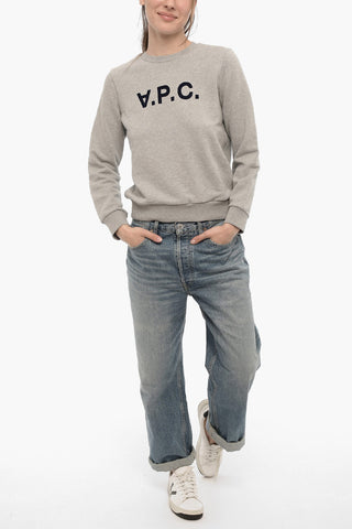 Solid Color VIVA Crew-neck Sweatshirt with Contrasting Logo