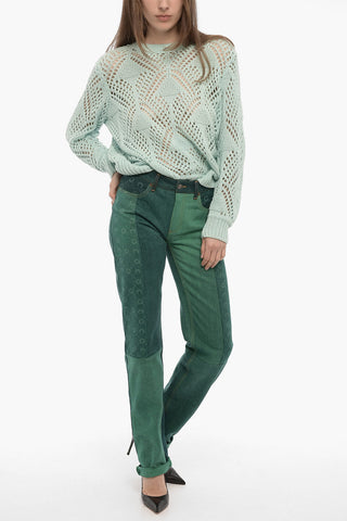 WHITE LINE Jeans Regular Fit Effetto Patchwork 19cm