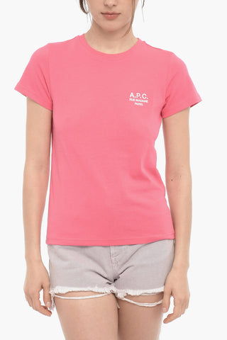Solid Color DENISE Crew-neck T-Shirt with Emnbroidered Logo