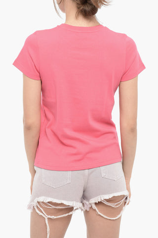 Solid Color DENISE Crew-neck T-Shirt with Emnbroidered Logo
