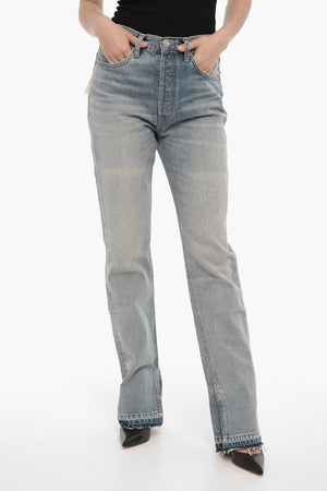 Jeans a Gamba Dritta con Spacco alla Caviglia 20cm