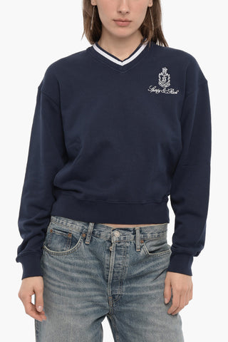 V-Neck Brushed Cotton Sweatshirt