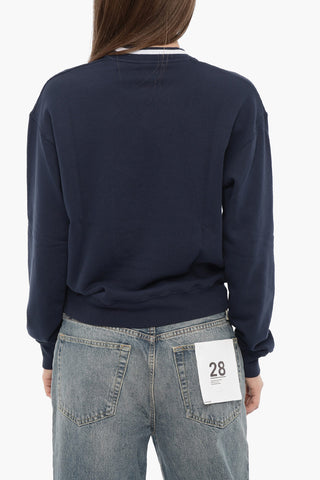 V-Neck Brushed Cotton Sweatshirt