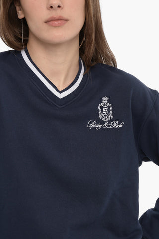 V-Neck Brushed Cotton Sweatshirt