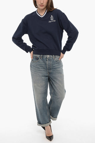 V-Neck Brushed Cotton Sweatshirt