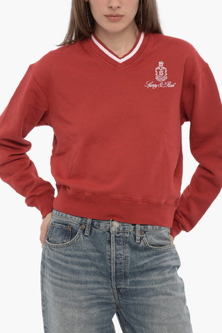 V-Neck Brushed Cotton Sweatshirt