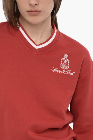 V-Neck Brushed Cotton Sweatshirt