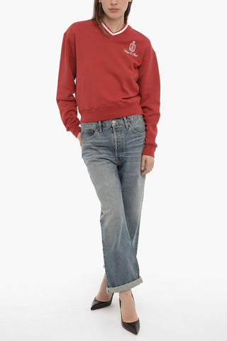V-Neck Brushed Cotton Sweatshirt