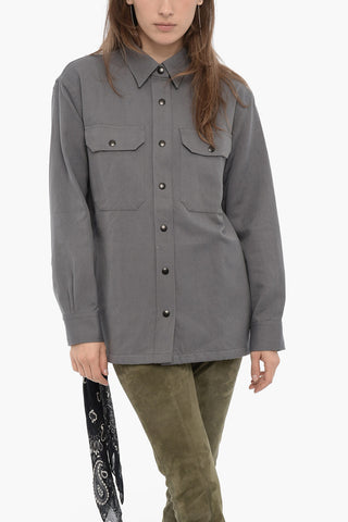 Solid Color Cotton and Linen PENNY Overshirt with Bandana Detail