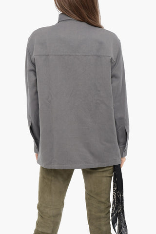 Solid Color Cotton and Linen PENNY Overshirt with Bandana Detail