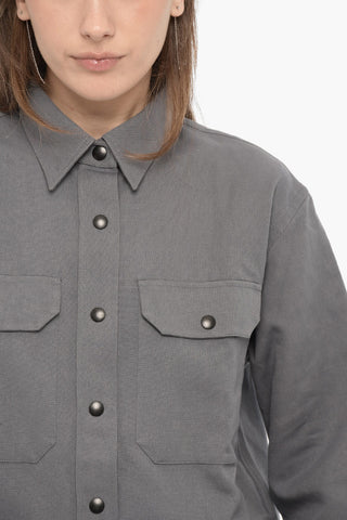 Solid Color Cotton and Linen PENNY Overshirt with Bandana Detail