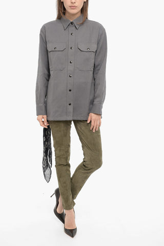 Solid Color Cotton and Linen PENNY Overshirt with Bandana Detail