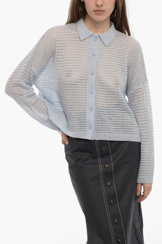 Openwork Cashmere VIVIANA Sweater with Polo Neck