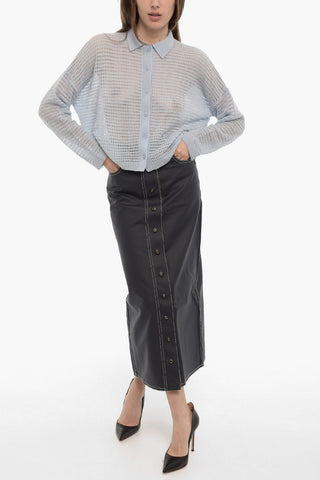 Openwork Cashmere VIVIANA Sweater with Polo Neck