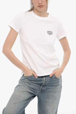 Solid Color DENISE Crew-neck T-Shirt with Embroidered Logo