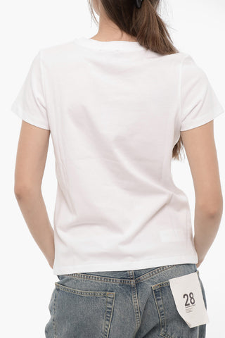 Solid Color DENISE Crew-neck T-Shirt with Embroidered Logo