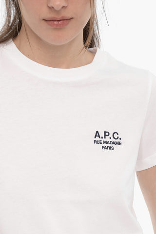 Solid Color DENISE Crew-neck T-Shirt with Embroidered Logo