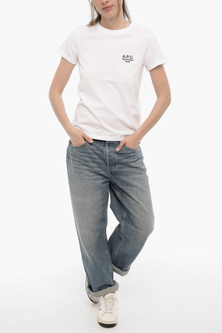 Solid Color DENISE Crew-neck T-Shirt with Embroidered Logo