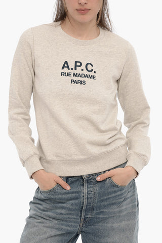 Brushed Cotton TINA Crew-neck Sweatshirt with Embroidered Logo
