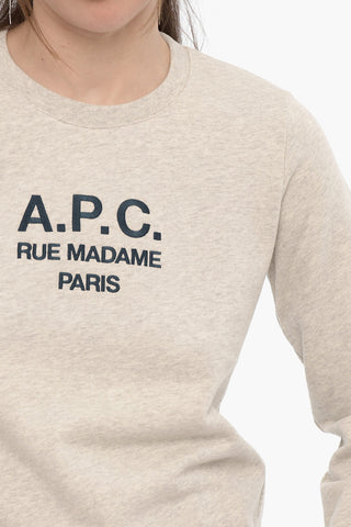 Brushed Cotton TINA Crew-neck Sweatshirt with Embroidered Logo