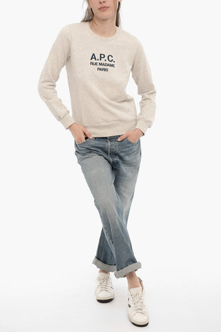 Brushed Cotton TINA Crew-neck Sweatshirt with Embroidered Logo