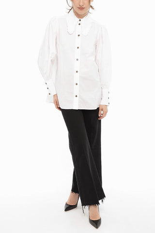 Balloon Sleeve Poplin Cotton Shirt