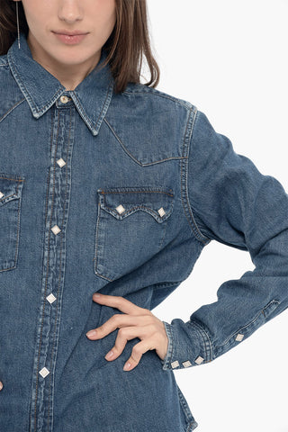 Denim Overshirt with Studs