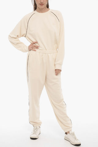 WALES BONNER Brushed Cotton Joggers with Contrasting Side Band