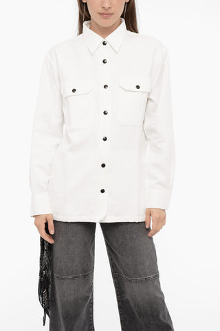 Solid Color Cotton and Linen PENNY Overshirt with Bandana Detail