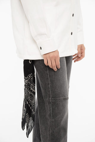 Solid Color Cotton and Linen PENNY Overshirt with Bandana Detail