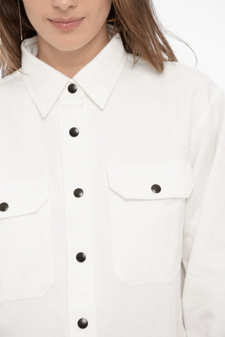 Solid Color Cotton and Linen PENNY Overshirt with Bandana Detail