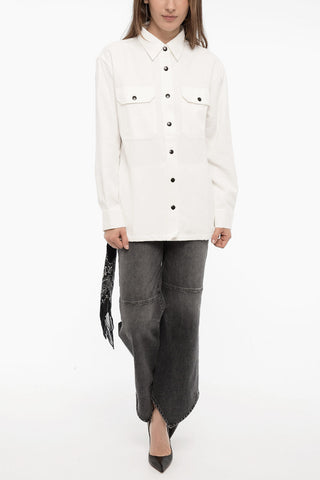 Solid Color Cotton and Linen PENNY Overshirt with Bandana Detail