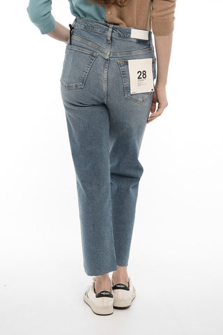 Jeans 70s STOVE PIPE a Gamba Dritta a Vita Alta 19cm