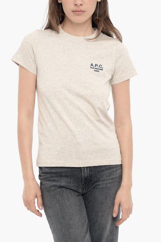 Solid Color DENISE Crew-neck T-Shirt with Embroidered Logo