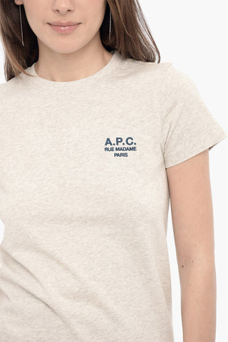 Solid Color DENISE Crew-neck T-Shirt with Embroidered Logo
