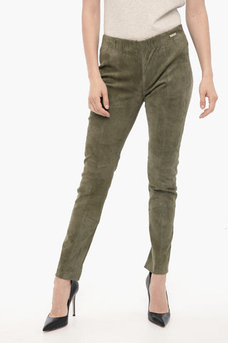 Elastic Waistband Suede Leggings
