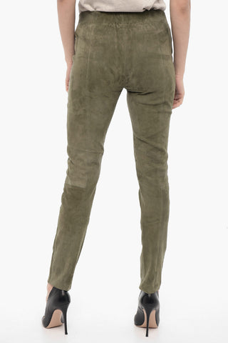 Elastic Waistband Suede Leggings